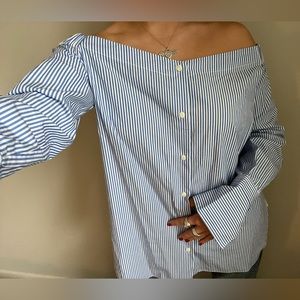 Rag & Bone off the shoulder striped blouse size medium